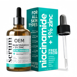 <span class=keywords><strong>Sérum</strong></span> Visage Hydratant et Resserre les Pores OEM <span class=keywords><strong>Niacinamide</strong></span> <span class=keywords><strong>10</strong></span> Zinc PCA 30ml, Contrôle du Sébum, avec Acide Hyaluronique pour le Soin de l'Acné - Product Image 1