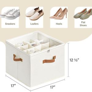 Modern Closet <b>Shoe</b> Organizer Collapsible <b>Shoe</b> Storage Bins With Adjustable Dividers and Clear Cover for <b>Shoe</b> Arrangement - Product Image 2