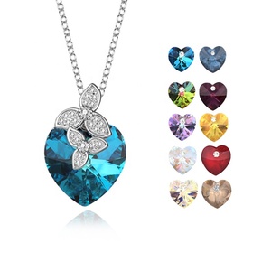 Collares de flores de amor para mujer, Plata de ley y cristales de <span class=keywords><strong>Austria</strong></span>, regalo para ella, joyería delicada - Product Image 1