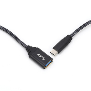 Lung Kay Type <b>C</b> To <b>Usb</b> 3.0 <b>Adapter</b> Cable Nylon Braided Black Extension For Otg Connectors - Product Image 4