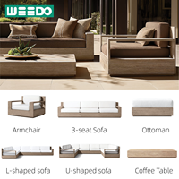 Luxuriöses Modernes Teak-Outdoor-Sofa Wasserdichtes Massivholz Umweltfreundliches Garten-Sofa 3-Sitzer Villa Resort Gartenmöbel-Set