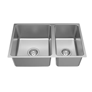 Fregadero de cocina doble SUS304 cepillado antihuellas, de montaje bajo encimera, de gran profundidad, personalizado, con offset 70/30 - Product Image 2