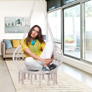 Hamaca de cuerda moderna <span class=keywords><strong>para</strong></span> patio al aire libre, silla colgante con material de cuerda de algodón <span class=keywords><strong>para</strong></span> <span class=keywords><strong>sala</strong></span> de estar, muebles de patio - Product Image 3
