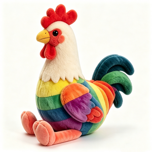 Personaliza el regalo de cumpleaños: peluche de gallo arcoíris, peluche de gallo suave y esponjoso - Product Image 4