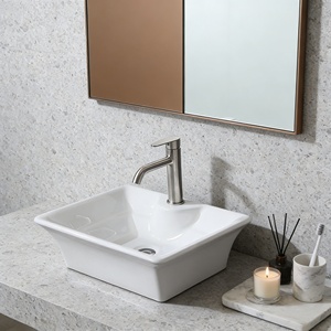Lavabo de Cerámica Blanco Puro Moderno, de un Solo Orificio, Fácil de Limpiar, para Baño, Hotel y Apartamento, <span class=keywords><strong>Precio</strong></span> de Fábrica - Product Image 1