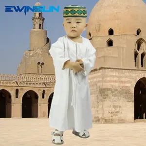 Neues Design Muslim Boys Robe Naher Osten Langarm islamische Kinder kleidung Baby Abaya niedlichen Design