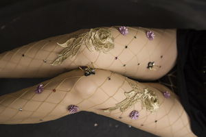 Collants résille tricotés pour femmes avec décalcomanies à broderie florale <span class=keywords><strong>Bas</strong></span> <span class=keywords><strong>de</strong></span> lingerie en <span class=keywords><strong>nylon</strong></span> respirant pour adultes - Product Image 4