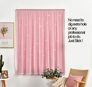 Sunny Textile Punch-free <span class=keywords><strong>tende</strong></span> Magic Sticky Blackout Curtain camera da letto Hollow Star Princess Style tenda trasparente a doppio strato - Product Image 2