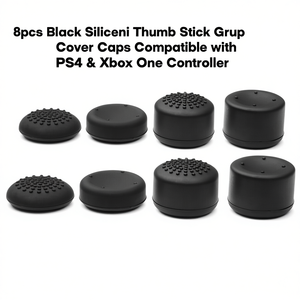 8pcs Black Silicone Thumb Stick Grip Cover Caps <b>for</b> PS4 & Xbox One Controller <b>Game</b> <b>Accessories</b> - Product Image 1
