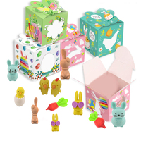 Venta al por mayor de fábrica caja misteriosa personalizado animales de Pascua verduras conejo rábano pollo huevos Topper lápiz borrador