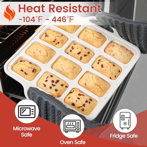 Molde para Hornear de Silicona Cúbica con Marco Metálico Reforzado, Antiadherente, Libre de BPA, con Certificación LFGB, para 12 Cupcakes, Muffins y Pasteles - Product Image 5