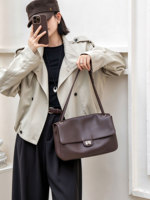 Sacs à bandoulière pour femmes en cuir de vachette pleine fleur, style rétro, avec rabat et fermoir, grande capacité, polyvalents pour le quotidien, les trajets et le shopping