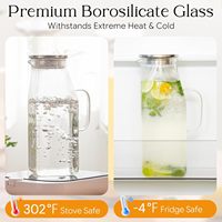 Carafe à eau carrée en verre sans plomb 2L, compatible cuisinière et micro-ondes, avec couvercle-filtre pour eau infusée aux fruits et infusion à froid