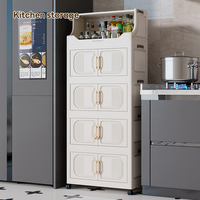Armoire de rangement pliable en plastique PP, double porte magnétique, organisateur à 4 niveaux pour la maison, la chambre, la cuisine, la salle de bain, grande capacité