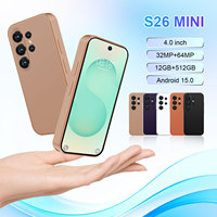 Smartphone S26Mini 5G con Pantalla OLED HD de 4 Pulgadas y 90Hz, 12+512GB, Deca Core, Android 15, Doble SIM, Cámara de 64MP, Batería de 4000-4999mAh, Uso en Francia