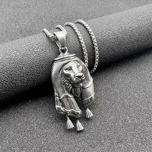yunnique Gold Plated Lion Head <b>Scarf</b> Pendant Necklace Stainless Steel Men's Fashion Jewelry Animal Zodiac Design Gift Accessory - Product Image 2