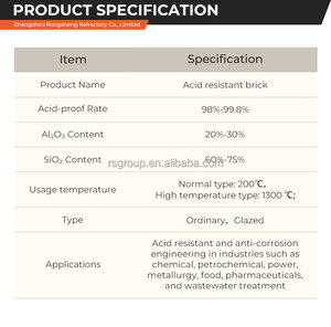 Brique céramique résistante aux acides Rongsheng, brique réfractaire anti-acide résistante aux produits chimiques pour les briques réfractaires de carreaux et les revêtements de cheminées - Product Image 5