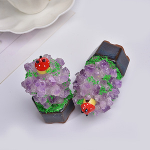 Natural Crystal <strong>Crafts</strong> Healing <strong>Gemstone</strong> Amethyst Flower with Mushroom Potted Landscape for Room Decoration - Product Image 4