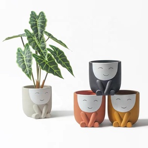 Macetas de cerámica <span class=keywords><strong>con</strong></span> diseño creativo de <span class=keywords><strong>cara</strong></span> sonriente y logotipo personalizado para plantas de interior y exterior, macetas multicolores - Product Image 1