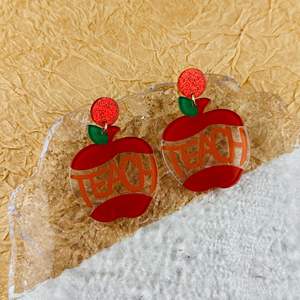 TEACH Acrylique Pomme Pendentif Boucles D'oreilles Retour à l'école Graduation Fête Des Enseignants Cadeau pour les Femmes Uionen 1813 - Product Image 2