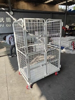 Chariot industriel pliable à quatre roues en acier, structure de conteneur de stockage, capacité de charge de 500 kg pour entrepôt