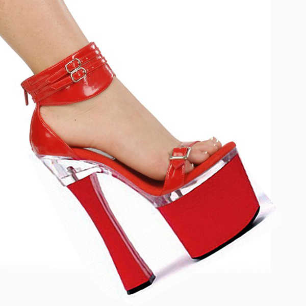Ankle Strap Silver Exotic Dancer 18 cm platform super Coarse Heel banquet queen fashion pole dance high heels stripper Summer