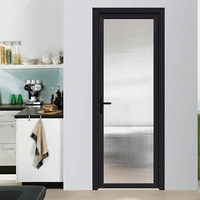 Porte battante en aluminium à cadre étroit de style moderne, verre dépoli, finition thermolaquée, isolation phonique, quincaillerie allemande, salle de bain, hôtel