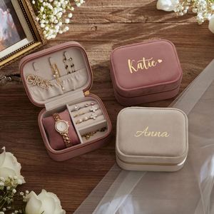 Personalized Engraved Velvet Jewelry Box Custom Rectangle <b>Ring</b> <b>Watch</b> Jewelry Case Keepsake Storage Wedding Bridesmaid Mother's - Product Image 5