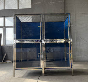 กรงสเตนเลสซ้อนคู่สุดหรูพร้อมระบบระบายน้ำส่วนประกอบแก้ว & พลาสติกปุ่มปิดชามหมุน - Product Image 2