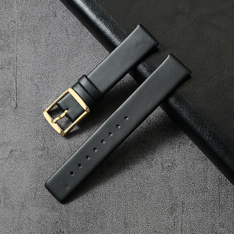 Pin Wale Black+Gold Buckle