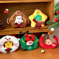 Porte-clés lumineux en peluche de la série Couronne de Noël, écologique, fait main, mignon, pendentif pour sac à dos de fille, ornement de Noël, décoration de canapé, doux