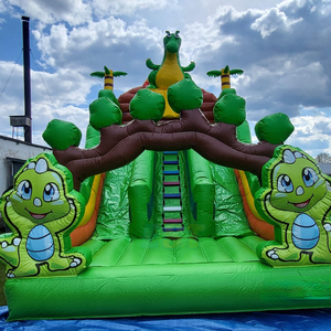 Tobogán Inflable <span class=keywords><strong>de</strong></span> Dinosaurio Verde para Niños, Tobogán Seco Combinado con Material <span class=keywords><strong>de</strong></span> Lona <span class=keywords><strong>de</strong></span> PVC <span class=keywords><strong>de</strong></span> 0.55mm, Incluye Soplador - Product Image 4