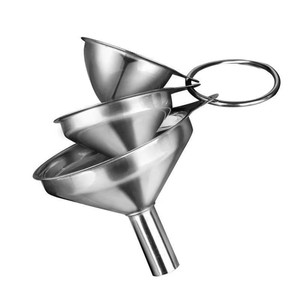 Mini ensemble d'entonnoirs en acier inoxydable 3 pièces, distributeur d'huile et de liquides pour cuisine, verseur de vin, compatible lave-vaisselle - Product Image 1
