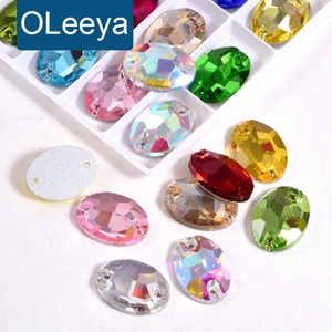 Strass à coudre Ovale en Cristal OLeeya à Dos Plat, 2 Trous, Pierres en Verre de Haute Qualité à Coudre, Accessoires de Couture pour Vêtements - Product Image 1
