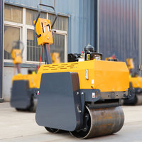 Mini-compacteur vibrant LUHONGDA de 1,5 tonne, à double tambour hydraulique, avec moteur/pompe Honda pour asphalte et sol