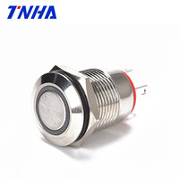TH12A-P10FE DC 12V-36V IP65 12mm noir Plat imperméable À l'eau led illuminé bouton poussoir en métal Momentané interrupteur à bouton-poussoir avec lumière