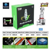 Phares LED de voiture SunRise T08 9005 12V 80W 5000LM 6500K IP67 Étanche avec ventilateur haute vitesse Canbus Plug and Play Adaptation universelle