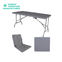 Table pliante blanche SK-ZDZ-C004 de capacité de charge lourde HDPE portatif réglable de 6 pieds pour des événements extérieurs et diner commercial