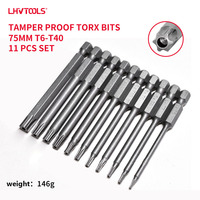 Jeu de tournevis Torx industriels DIY LHV LJ-26c en acier S2 sablé magnétique, perçables TT6 TT40 25mm-150mm, outils électriques OEM