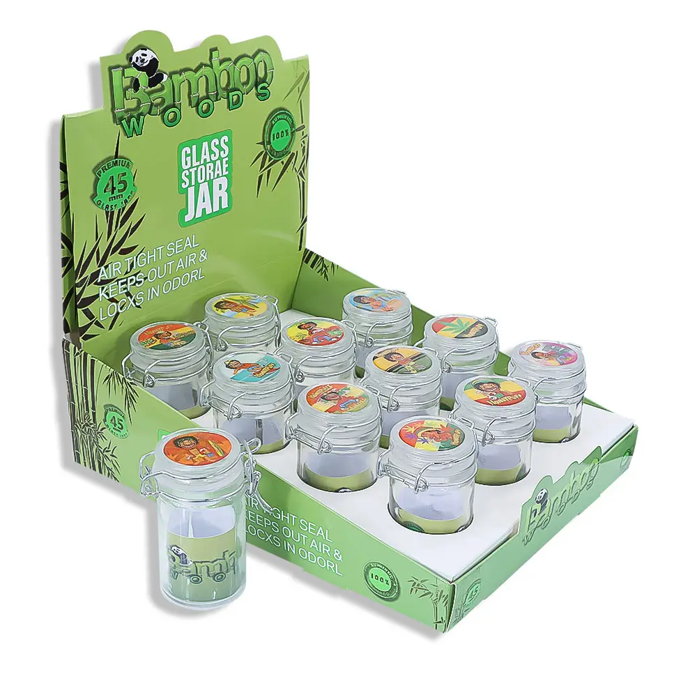 Koku geçirmez hava geçirmez cam bitki depolama konteyner tütün Stash kavanoz özel yapışkan Logo