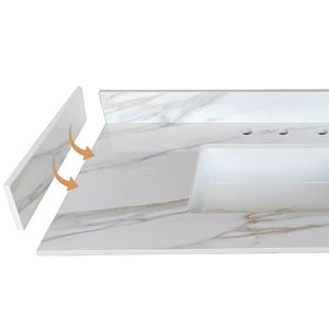Tapa de tocador de baño de 22 pulgadas con venas blancas de Carrara DB con piedra sinterizada para salpicaduras laterales de 4 "de altura para tocadores de lujo - Product Image 2