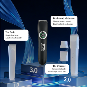 多用途二合一电动毛发修剪器剃须刀，带充电底座，可水洗，平刀片剃须刀，适合男士身体美容护理 - Product Image 6