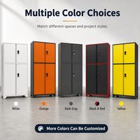 Armario de Almacenamiento Metálico Resistente de 4 Puertas con Cerraduras de Código Digital, Base Elevada, Multicolor, para Almacenamiento de Equipos en Almacenes y Garajes
