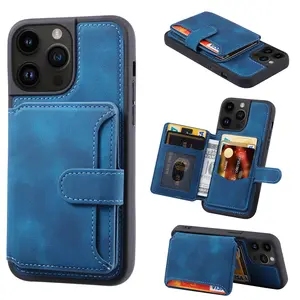 Geili New For Iphone 15 Pro Magnetic Wallet Cellphone Case Luxury Design Tpu Pu Leather Wallet Phone Cover For Iphone 14