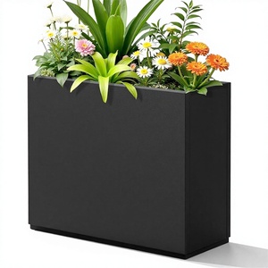 Jardinière carrée en métal noir robuste, acier laminé à froid, idéale pour porche et entrée, utilisation toutes saisons, personnalisable OEM/ODM, design empilable - Product Image 3