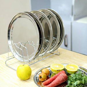 Assiette à dîner en acier inoxydable de qualité supérieure |   Assiette Ronde en Métal Durable pour la Maison, la Cuisine, le Restaurant, l'Hôtel, pour Servir les Repas - Product Image 5