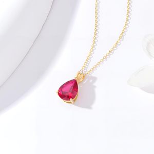 SGARIT Collares de Oro Sólido de 14K con Piedras Preciosas de Nacimiento para Mujer, Delicado Colgante de Piedra Preciosa de Nacimiento en Forma de Pera de 3 Quilates - Product Image 3