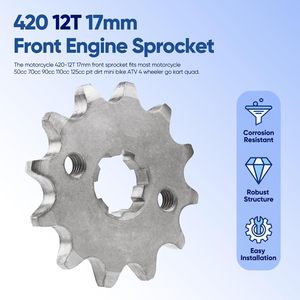 Piñón Delantero de Motocicleta <span class=keywords><strong>420</strong></span> 12T 17mm para 50-160cc TaoTao Loncin Roketa Coolster y Más ATV Quad Dirt Bike 4 Ruedas - Product Image 2