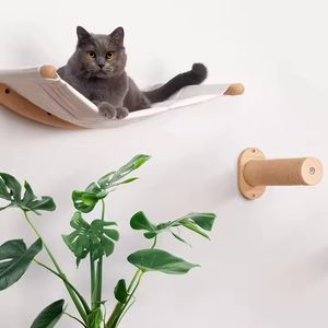 Haute qualité fait à la main en bois chat hamac escalade mural étagère perchoirs ensemble chat étagère mur bambou chat étagères murales - Product Image 2