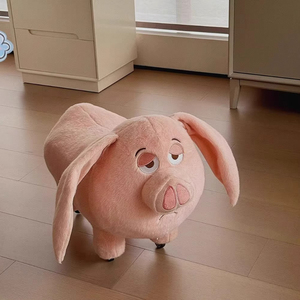 Flying Pig Long Bench Pony Plush Ultra-Soft Modern Children's <strong>Stool</strong> <strong>Pink</strong> Super Cute Birthday Gift for Apartment Use - Product Image 4